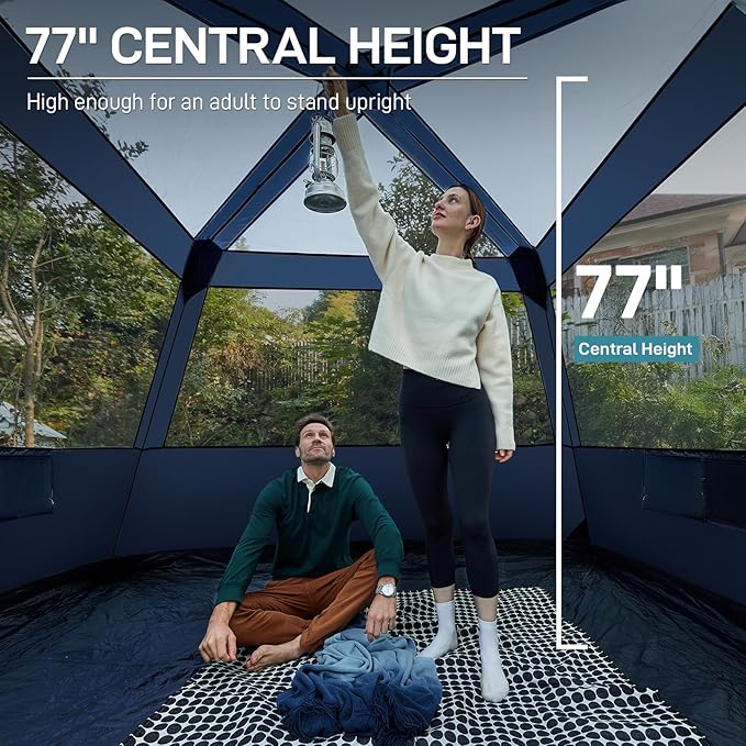 EVER ADVANCED Blackout 6 Person Camping Tent, Instant Cabin Tent for Family with Vestibule and Large Mesh Windows, 60s Easy Setup, Double Layer, Water-Resistant