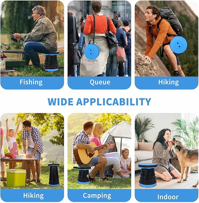 Upgraded Collapsible Stool, Folding Chair with Switch Lock - Prodable Camping Stool with Load Capacity 400lbs, Retractable Collapsible Stool for Camping Fishing Hiking