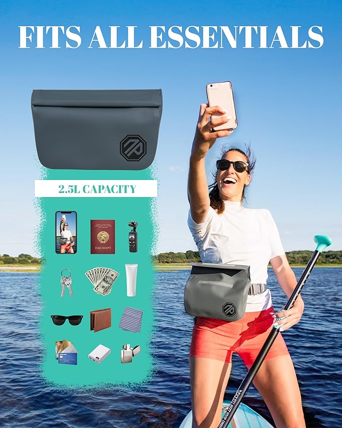 niphean IPX7 Waterproof Dry Bag with Magnetic One-Hand Closure, Durable Waterproof Bag for Kayaking, Paddle Board, Beach, Swimming, Multi-Wear Fanny Pack Style, Dry Bags for Men & Women Outdoor Use