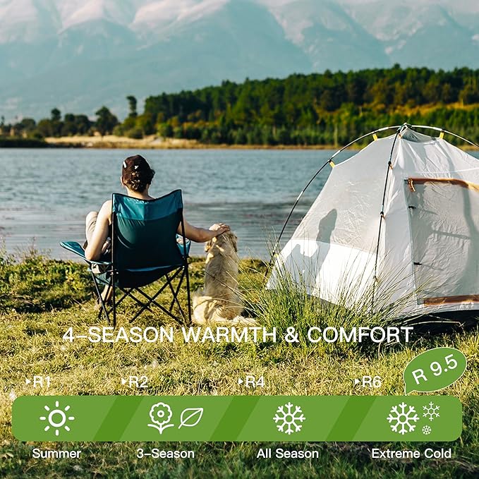 4" Ultra-Thick Single Self-Inflating Sleeping Pad with 3-in-1 Rechargeable Pump, Air Adjustable Foam Camping Mattress, Fast Inflate & Deflate 9.5R Heavy-Duty Camping Mat for Car, Van, Rooftop Tent