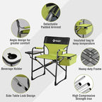 VILLEY Heavy Duty Directors Chair, Folding Camping Chairs, with Cooler Bag Portable Foldable Chair, for Camp Tailgating Lawn Picnic Fishing Beach, Supports 400 LBS, Green