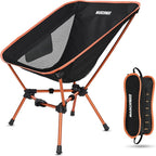 MARCHWAY Lightweight Folding Camping Chair, Portable Foldable Compact for Outdoor Camp, Travel, Beach, Picnic, Festival, Hiking, Backpacking, Supports 330Lbs (Orange)
