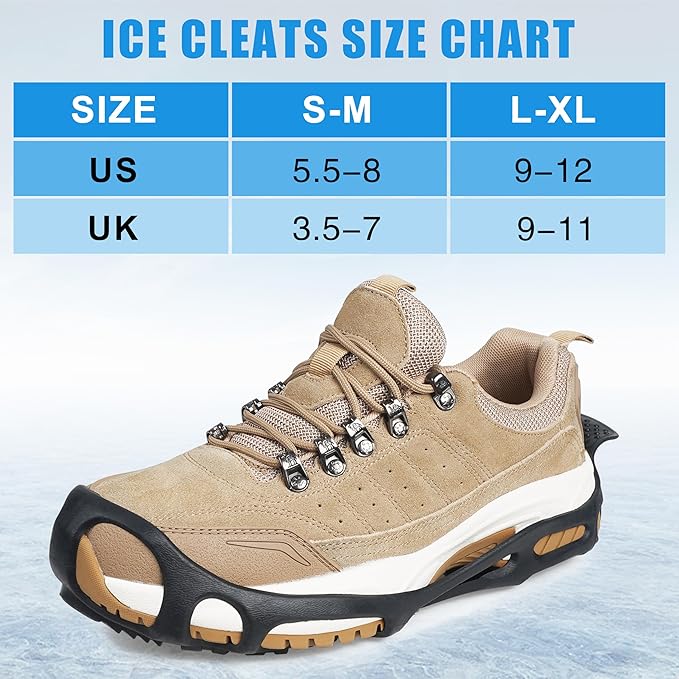 Spikeless Ice Cleats Snow Traction Crampons Anti-Slip Ice Grippers for Shoes and Boots Indoor Slip-On Ice Traction Devices Aids Rubber Footwear for Indoor/Outdoor