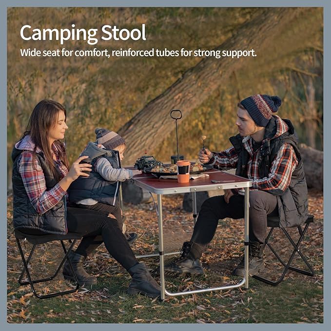 Camping Stool, Portable Folding Stool, Aluminum Ultralight Backpacking Stool Suitable for Outdoor Gardening and Beach Hiking Fishing (Black, 16 High)