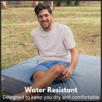 ECCOSOPHY Sand Proof Beach Blanket - Waterproof Picnic Blanket 60x55-Outdoor Compact Pocket Blanket-Lightweight Ground Cover for Hiking, Camping, Festivals, Sports, Travel-with Bag & Stakes (Denim)