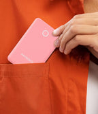 6000mah Ultra Slim Built in Cables Power Bank, Card Size Built in USB C Cords Battery Pack Portable Charger for Phones, 3 Output External Battery Pack Compatible with iPhone, Samsung, Light Pink