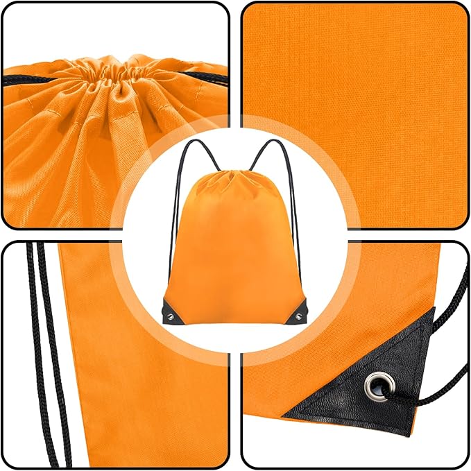 Grneric Drawstring Backpack Bulk 70Pcs String Backpack Drawstring Bags Cinch Bag Sackpack for Men Women Gym(Orange)