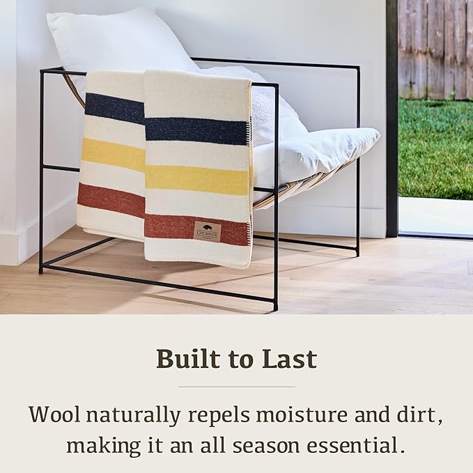 Chubbuck 100% Wool Blanket Camping (60" x 84") - Large Warm Blanket for Camping, Emergency, Outdoor Concerts and Home Use - Fire Retardant, Soft and Warm Blankets for Winter (Lighthouse)