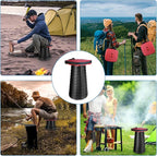 Upgraded Square Folding Stool, Max Load Capacity 485lbs, Portable Collapsible Stool Seat, Telescoping Foldable Stool, Retractable Stool for Adult Camping Fishing Outdoor BBQ