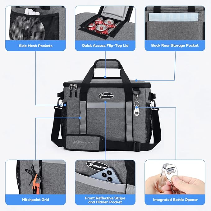 Maelstrom Collapsible Soft Cooler Bag, 24/30/60/75 Cans Beach Cooler, Ice Chest, Leakproof & Portable for Beach, Camping, Road Trips & Grocery Shopping