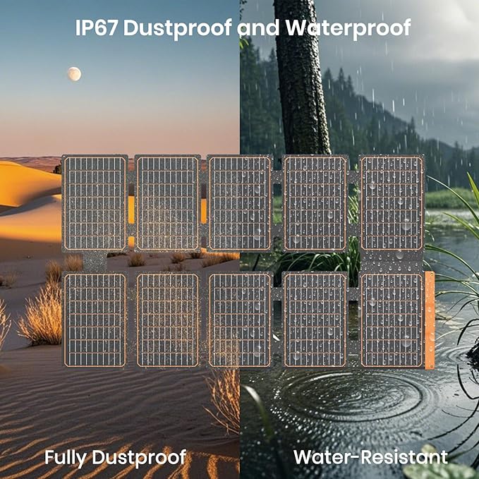FlexSolar 100W Portable Solar Panel - 24% High Efficiency, IP67 Waterproof, QC3.0 USB-A/USB-C/DC Output for Small Power Station, Camping, RV & Emergency