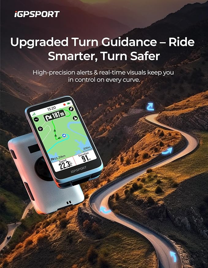 iGPSPORT BiNavi Bike Computer, Touch Screen Map Navigation Music Control Climb Tips Group Riding, Wireless GPS Cycling Computer
