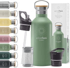 Stainless Steel Water Bottle with Straw, Infuser & 3 Lids: 18/32 OZ Leak-Proof Vacuum Insulated ACTIVE FLASK Drinking Bottles Hot Cold: Double Walled Outdoor Drink Thermo Mug Tea Coffee Sport Gym Bike