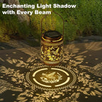 2 Pack Solar Lanterns Outdoor Waterproof Hummingbird and Iris Hanging Garden Lights with Metal Build Decorative Warm Light Solar Lamps for Patio Yard Gifts for Women
