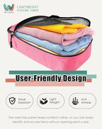 WTREE 4-Piece Packing Cubes Travel Accessories Set for Suitcases - Luggage Organizer Bags with Double Zipper - Mesh Top - Medium - Pink