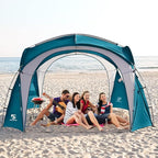 Beach Tent 12 X 12ft Large UPF50+ Pop Up Canopy with 2-Pcs Side Wall, Sun Shelter Rainproof, Waterproof for Camping Trips, Backyard Fun, Fishing, Parties, Or Picnics(Ocean Blue)