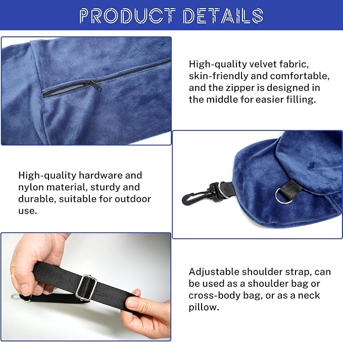1/2PCS Travel Pillow Stuffable with Clothes As Carry-On Luggage Fits Up to 3 Days of Travel Essentials, Multifunctional U-Shaped Pillowcase for Business, Trip, Outdoor (2PCS-Black)