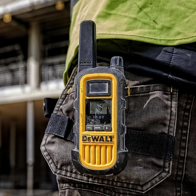 DEWALT DXFRS800 FRS Walkie Talkies Long Range 2 Way Radio, 2 Watt, Waterproof & Rechargeable, 2 Pack