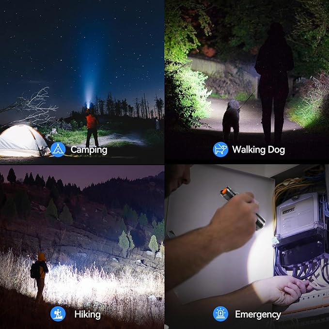 LETMY LED Flashlight 2 Pack - Super Bright Tactical Flashlights High Lumens - Zoomable, 5 Modes Flash Light, Waterproof Powerful Flashlights for Hurricane Home Emergency Camping Outdoor