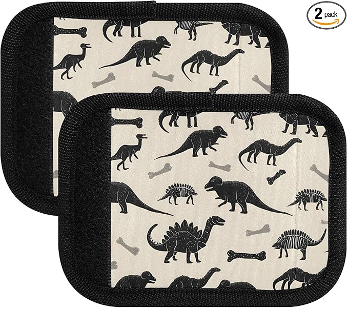 Black Dinosaur Luggage Handle Wrap for Suitcase Luggage Tags Handle Covers Identifiers Soft Decorations Travel Accessories 2 Pack