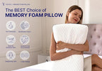 Vaverto Queen Size Gel Memory Foam Pillow - 1-Pack Firm Foam Pillow for Neck, Shoulder Support - Ideal for Back, Side, Stomach Sleepers - Cooling Memory Foam Pillows for Home, Hotel, Hospital