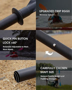 Kayak Paddle Aluminum Shaft Paddle with Nylon Blades, Floating Adjustable Kayaking Oars, 3 Piece, 220-240cm/86-94 Inches,Black/Rose/Teal/Black/Orange/Grey