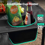 Folding Camping Table, Portable Outdoor Picnic Table, Rectangular Lightweight Camp Table with Storage, Cup Holder and Carry Bag for Barbeque Beach Camping and Tailgate