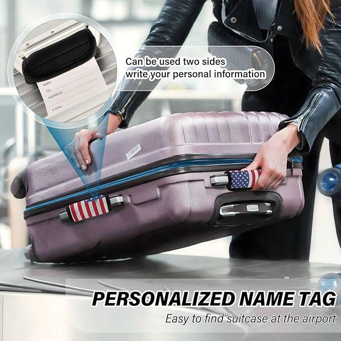 2Pcs Luggage Handle Wrap Suitcase Identifier Handle Covers Tags Soft Travel Bags Luggage Handle Gripper Accessories for Airplane Flying USA Flag