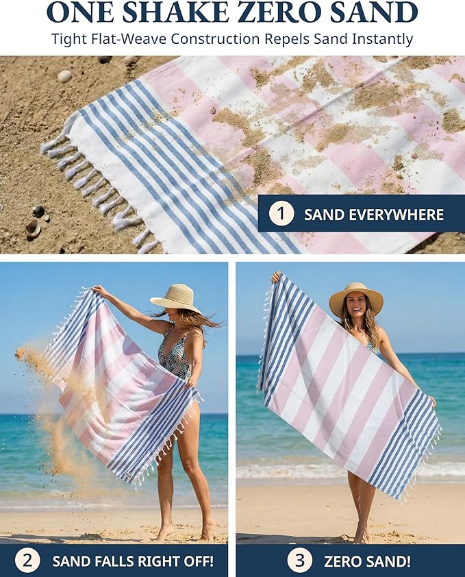 LANE LINEN Beach Towels 6 Pack - Oversized & Pre-Washed Large Beach Towel Set - Stylish Pool Towels for Adults, Quick Dry, Soft & Lightweight Lightweight Travel Towel Pack, 39"x71" - Coastal Harmony