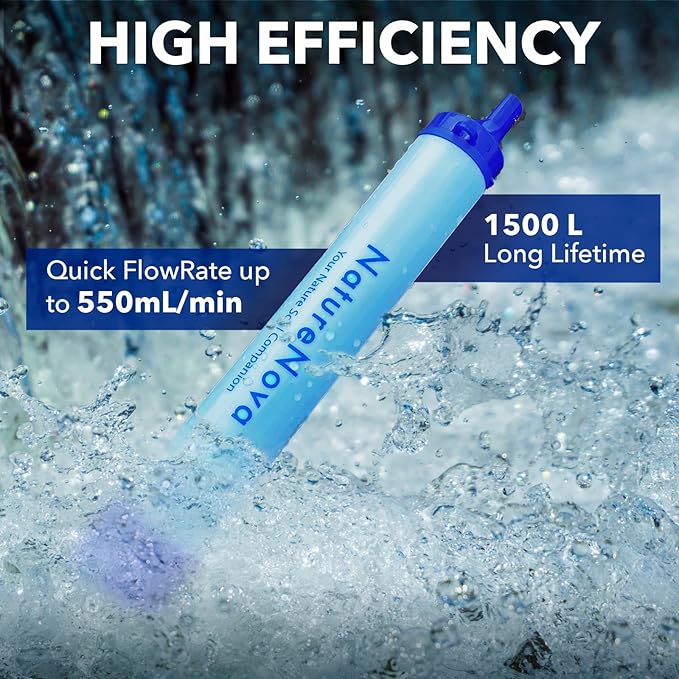 Personal Water Filter Straw Outdoor Portable Filtration Emergency Survival Gear Water Solutions Tactical Gear for Hiking Camping Accessories Travel Hunting Fishing Outing Backpacking