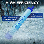 Personal Water Filter Straw Outdoor Portable Filtration Emergency Survival Gear Water Solutions Tactical Gear for Hiking Camping Accessories Travel Hunting Fishing Outing Backpacking