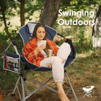 Oversized Hammock Camping Chairs, Folding Swing Chair with 1-Step Design, Swinging Hammock Chair with Adjustable Backrest, Lumbar Support & Headrest for Outdoor&Indoor, Support 400LBS, Blue