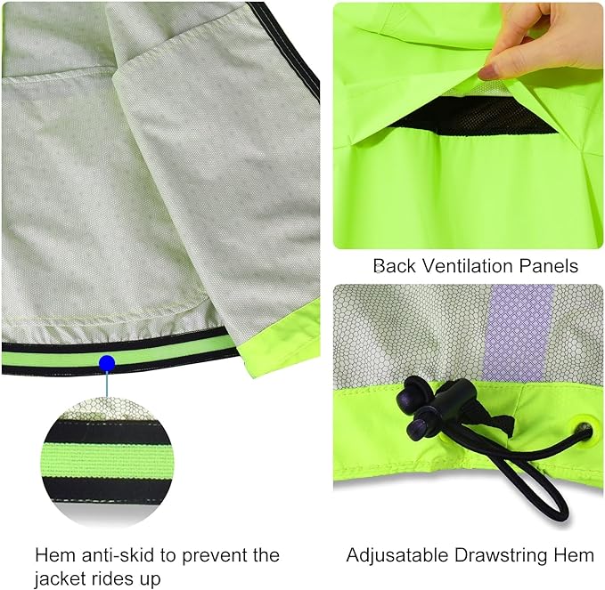 baleaf Men's Rain Jacket Waterproof Windbreaker Raincoat Running Cycling Hiking Gear Hood Lightweight Reflective Packable