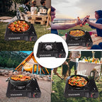 Vivicreate 8500 BTU Portable Butane Gas Stove for Camping Cooking Outdoor, Lightweight Portable Stove Burner with Auto Ignition, Estufa de Gas Portátil para Camping al Aire Libre(Black)