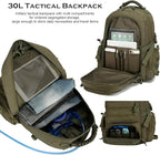 30L Military Tactical Backpack for Men 3 day Assault Pack Molle Daypack Army Hiking Rucksack (Army Green)