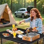 34" Camping Table, Portable Square Camping Card Table with Collapsible Legs & Carrying Handle, Plastic Tables for Outdoor Cooking,Camping,Picnic, Office, Party, Black