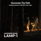 NESTOUT Rugged Outdoor Camping LED Lantern w/ Mini Tripod, Dimmable USB Powered Soft LED Light, IP44 Water Dust Resistant, 10-350 Lumen, Portable Lamp for Power Bank EDC Travel, LAMP-1 (Beige)