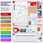 MFASCO Complete Emergency Response First Aid Kit Trauma Bag - 415 Piece Fully Stocked Supplies for Disaster Preparedness | for Business, Schools, Organizations, Groups, Home Safety (Reflective - Red)