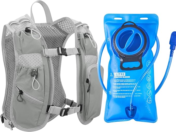 Running Vest for Women and Men, Hydration Running Backpack, Runners Vest, Hydration Vest, with Front Phone Holder, Adjustable Chest and Waist Strap - 2L Wide-Open Water Bladder Included