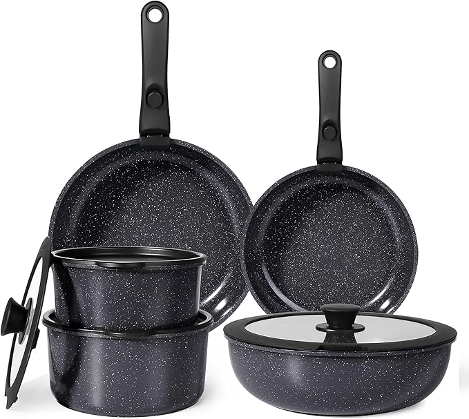 GiPP Ceramic Pots and Pans Set Non Stick, 11 Piece Nonstick Detachable Handle Cookware Sets, Non Toxic Induction Kitchen Pot and Pan with Removable Handle, Healthy RV Cookware, Dishwasher ＆Oven Safe
