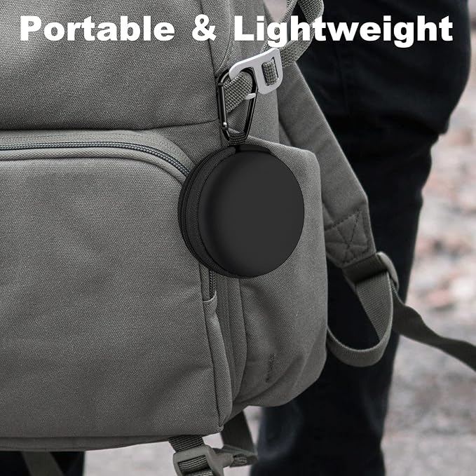 Square + Round Earbud Case Portable EVA Carrying Case Storage Bag Cell Phone Accessories Organizer with Carabiner for Earphone, Earbud, Earpieces, SD Memory Card, Camera Chips, Black * 2