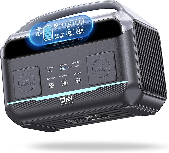 Portable Power Station 600W–576Wh LiFePO4 Battery/1 Hour Fast Charging, Solar Generator with Multiple Outputs – Reliable Backup Power for Camping, Off-Grid Living, and Emergencies