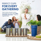 bzyoo Nesting Stainless Steel Camping Cup Set with Hook – 5-in-1 Stackable Durable 9oz Campstack Cup Set for Hiking, Backpacking & Outdoor Adventures (Blue)