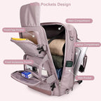 PIJUSHI Travel Backpack for Women Carry on Luggage Backpack Convertible Large Laptop Duffel Bag for Airplanes(PE049 Ashen Purple)