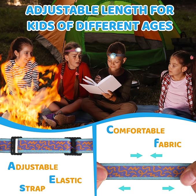 EverBrite LED Headlamp Rechargeable Kids Headlamp with RGB Mode and Adjustable Headband, 3 Modes Multicolor Headlamp for Camping, Reading, Exploring, Halloween, Christmas