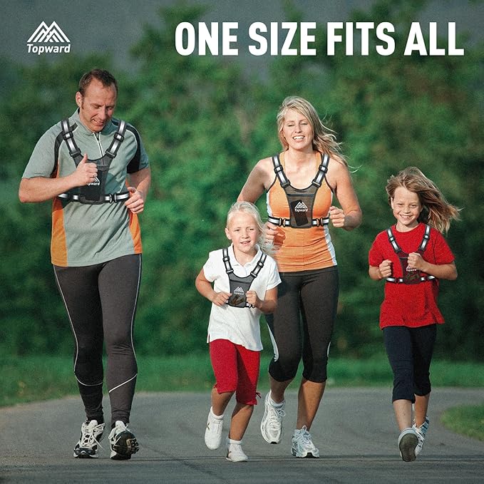 Running Vest Chest Phone Holder for Women Men, Reflective Vest Safety Gear for Dog Walking Cycling - Adjustable Waist/Shoulder