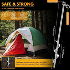 Hiboom Ground Anchor Screw Heavy Duty Earth Anchors Tent Stakes for High Wind with T Handle Hex Wrench Trampoline Hook Ground Stakes for Camping Canopies Car Ports Sheds
