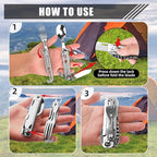 Portable 5-in-1 Camping Utensils - Detachable Travel Utensils Flatware Set - Compact Camping Multitool With Spoon, Fork, Knife, Bottle Opener - Great for Outdoor Adventures (Stainless Steel)