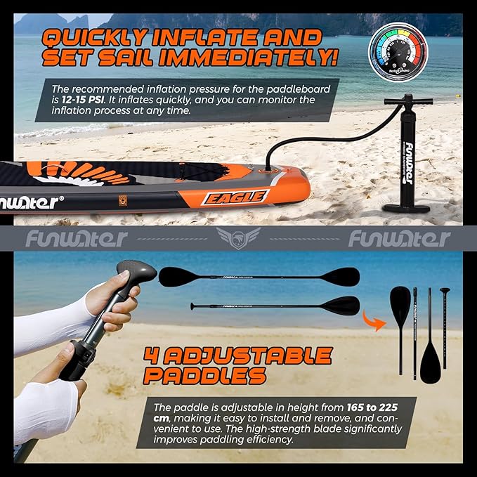 FunWater Stand Up Paddle Board Ultra-Light Inflatable Paddleboard with SUP Accessories for Adults & Youth of All Skill Levels