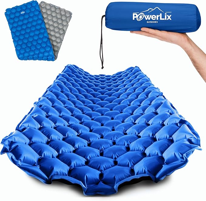 POWERLIX Camping Sleeping Pad - Ultralight Inflatable Camping Mattress Sleeping Mat for Backpacking, Hiking, Compact Lightweight Sleeping Pad for Camping, Inflation Bag/Repair Kit Included